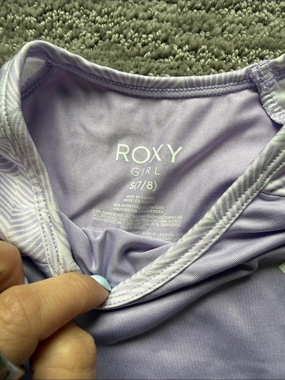 Roxy Girls' Lavender Long-Sleeve Rash Guard Set with Bikini Bottoms & Shorts